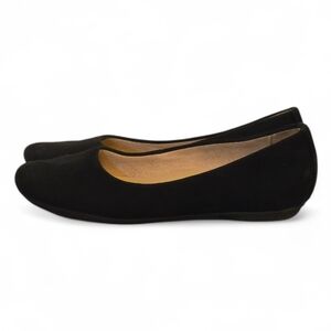 Classic Black Suede Ballet Flats Size 8